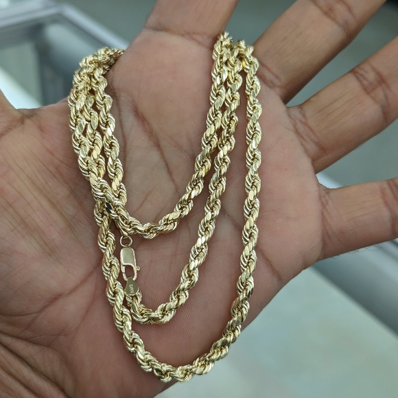 10kt real gold rope chain 5mm 28 be Inch